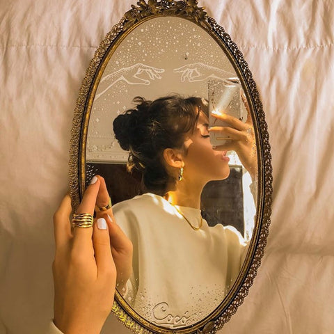 custom vintage handpainted mirror tray